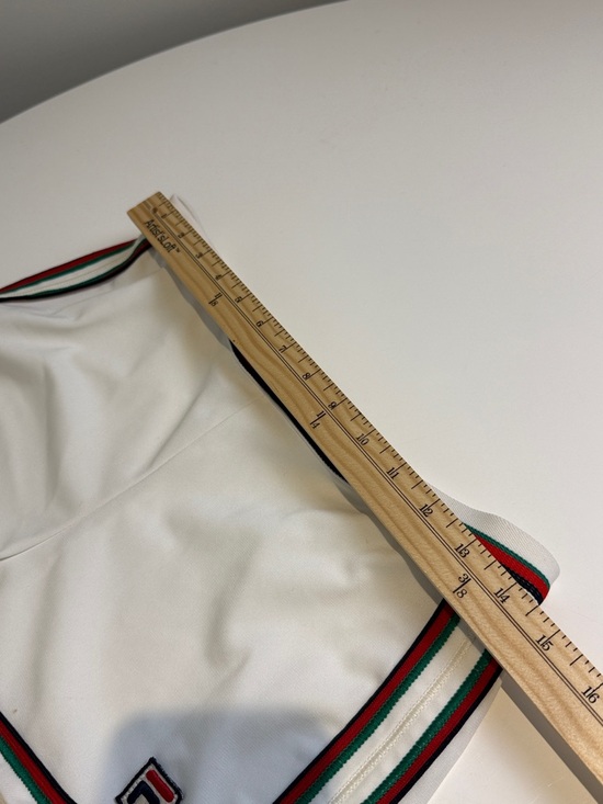Fila White Athletic Shorts Vintage 70’s/80’s with Green & Red Stripe Trim - Picture 7 of 8